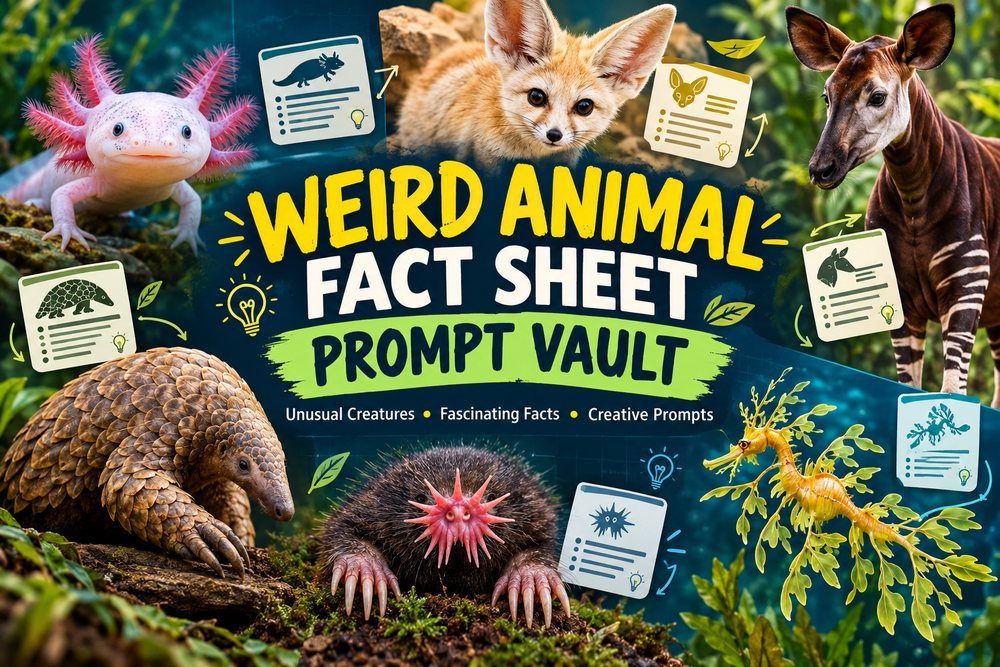 Weird Animal Fact Sheet Prompt Vault: 330 Fact Sheets With PLR